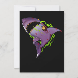 Zombie Shark - Coole Beängstigende Illustration Einladung