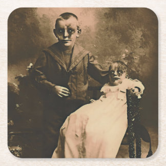 Zombie Siblings Rechteckiger Pappuntersetzer