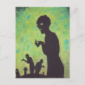 Zombie Silhouette Grüne dunkle Kunst Horror Postka Postkarte