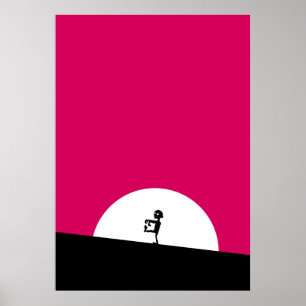 Zombie-Silhouette mit Vollmond Poster