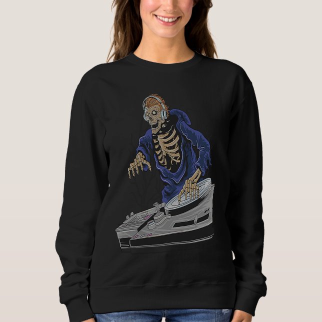 Zombie Skeleton Halloween DJ Sweatshirt (Vorderseite)