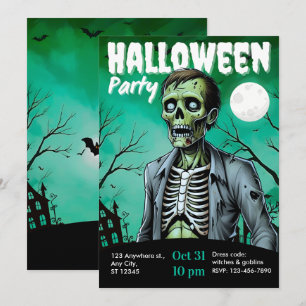 Zombie-Skelett-Halloween-Party-Einladung für Erwac Einladung