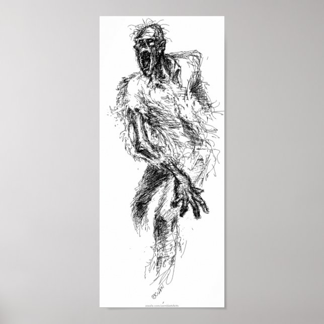 Zombie Sketch Poster Print (Vorne)