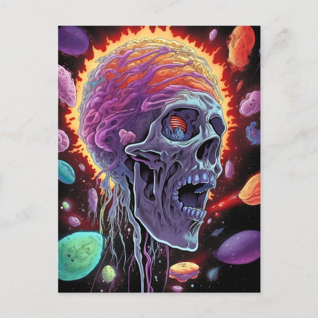 Zombie Skull Creature Sci-fi-Horror Art Postkarte (Vorderseite)