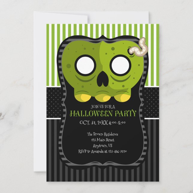 Zombie Skull Halloween-Party Einladung (Vorderseite)