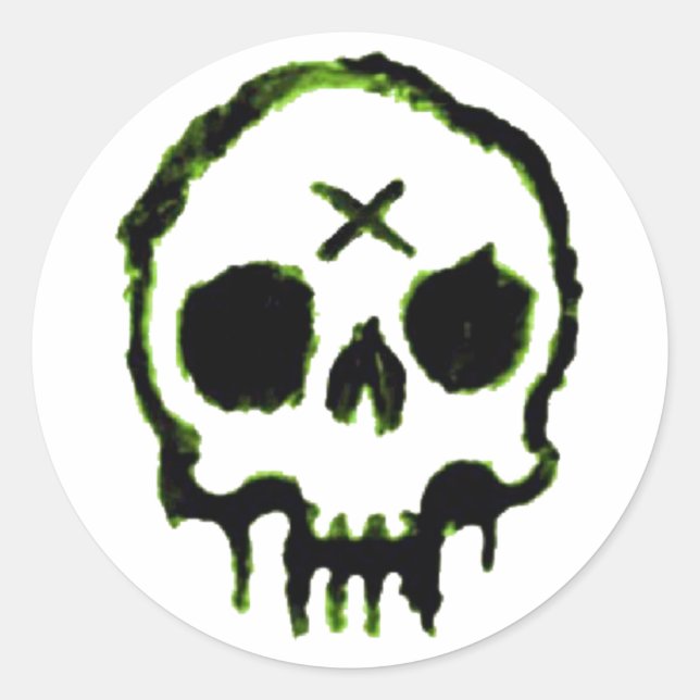 Zombie Skull Runder Aufkleber (Vorderseite)