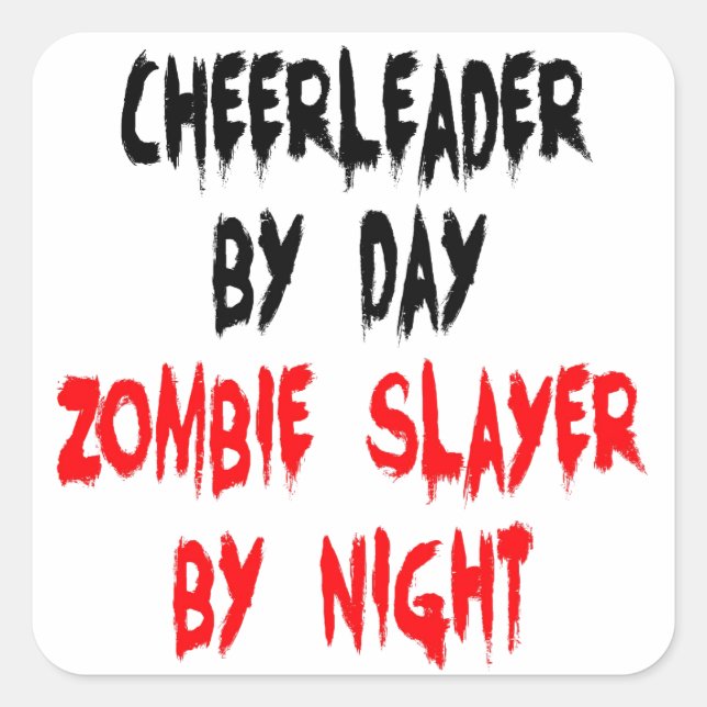 Zombie Slayer Cheerleader Quadratischer Aufkleber (Vorderseite)