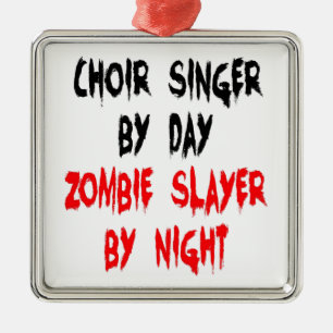 Zombie Slayer Choir Singer Silbernes Ornament