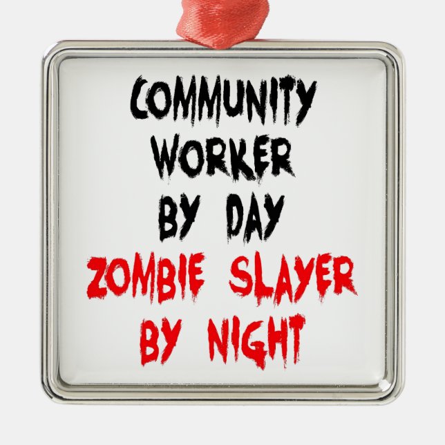 Zombie Slayer Silbernes Ornament (Vorne)
