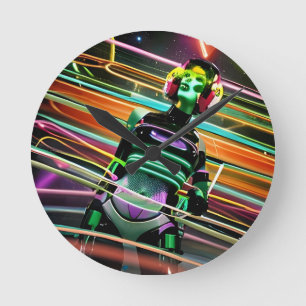 Zombie Space Disco Runde Wanduhr