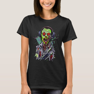 Zombie-Spieler spielt Videospiel Halloween-Horror T-Shirt