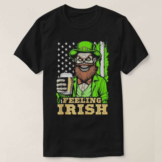 Zombie St Patricks Day Gefühl Irish Funny Beer US T-Shirt (Design vorne)