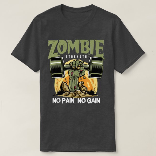 Zombie Stärke Kein Schmerz Spaß beim Spielen Spiel T-Shirt (Design vorne)