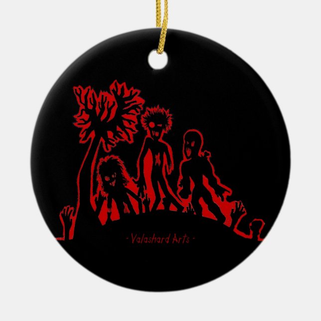 Zombie-steigende Verzierung Keramikornament (Vorne)