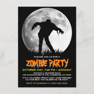 Zombie steigt Apokalypse-Party-Vollmond Halloween Einladung