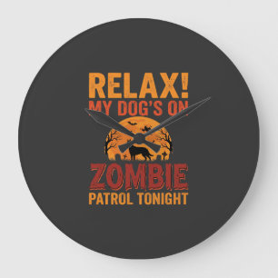 Zombie-Streifenhörnchen-Halloween Große Wanduhr