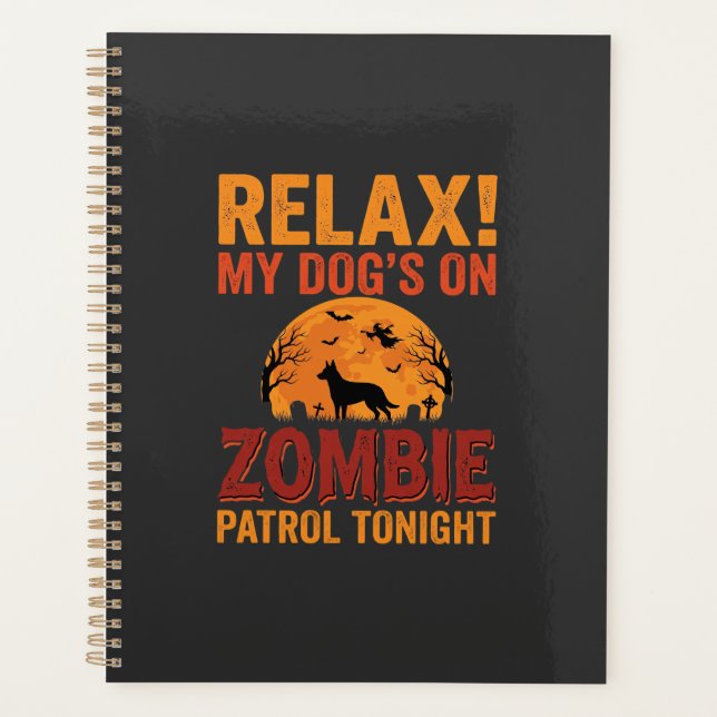 Zombie-Streifenpolizei-Hund Halloween Planer (Vorderseite)