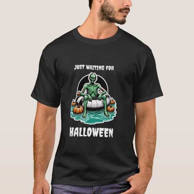 Zombie Summer Pool Float Halloween Urlaub Pumpki T-Shirt (Vorderseite)