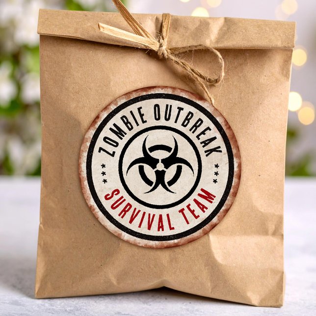 Zombie survival team runder aufkleber (Von Creator hochgeladen)