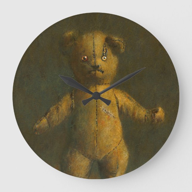 Zombie Teddy Clock Große Wanduhr (Vorderseite)
