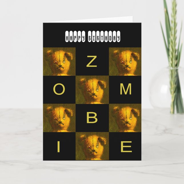 Zombie Teddy Greetings Card Karte (Vorderseite)