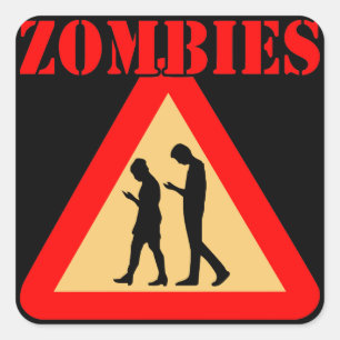 Zombie-Teens mit Handys Quadratischer Aufkleber