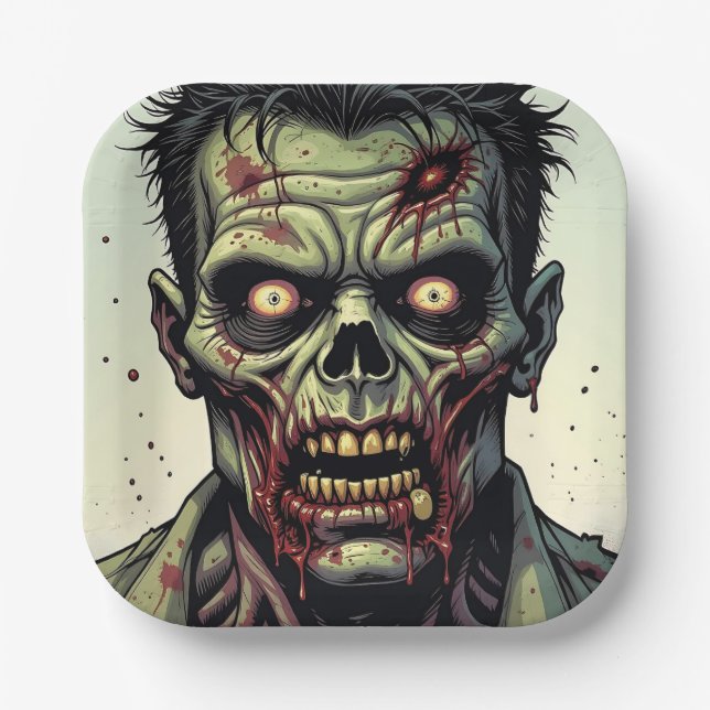 Zombie Themed Halloween-Party Pappteller (Vorderseite)