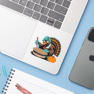 Zombie Turkey Will Pumpkin Pie Aufkleber