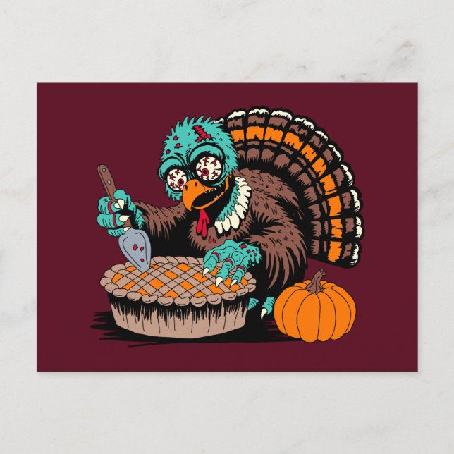 Zombie Turkey Will Pumpkin Pie Postkarte (Vorderseite)