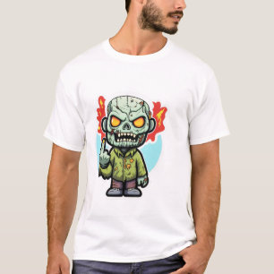 ZOMBIE-Typ mit Mittelfinger, leicht T-Shirt