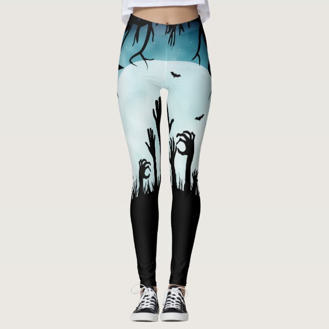 Zombie übergibt alle über Druck-Halloween-Leggings Leggings (Vorderseite)