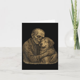 Zombie umarmender Hund Gothic Halloween Haustier H Karte