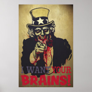 Zombie Uncle Sam Print Poster