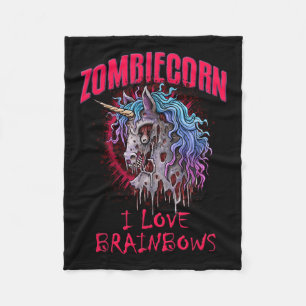 Zombie Unicorn I Liebe Brainbows Punk Gothic Goth  Fleecedecke