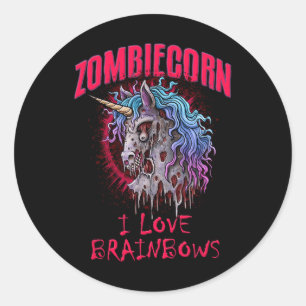 Zombie Unicorn I Liebe Brainbows Punk Gothic Goth Runder Aufkleber
