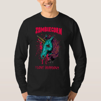 Zombie Unicorn I Love Brainbows Punk Gothic Goth H T-Shirt