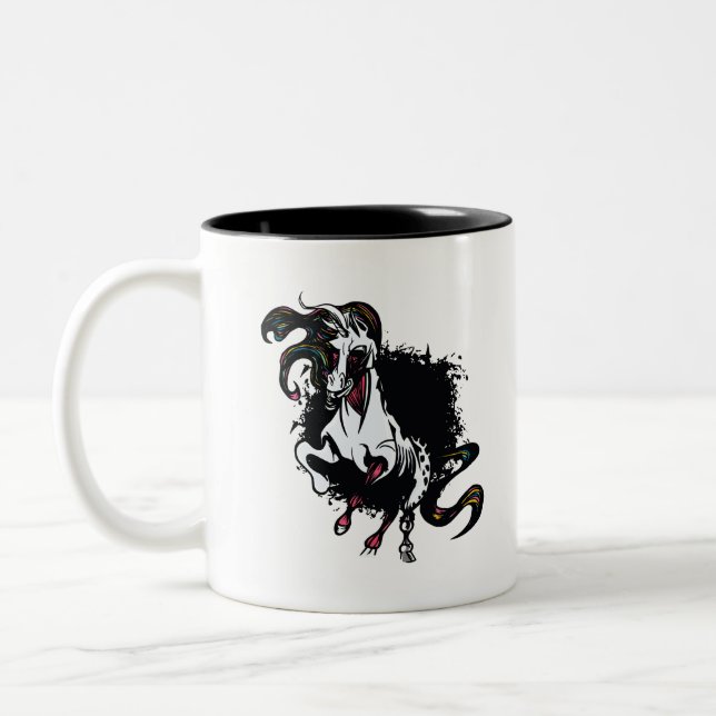 Zombie Unicorn Stehend Zweifarbige Tasse (Links)