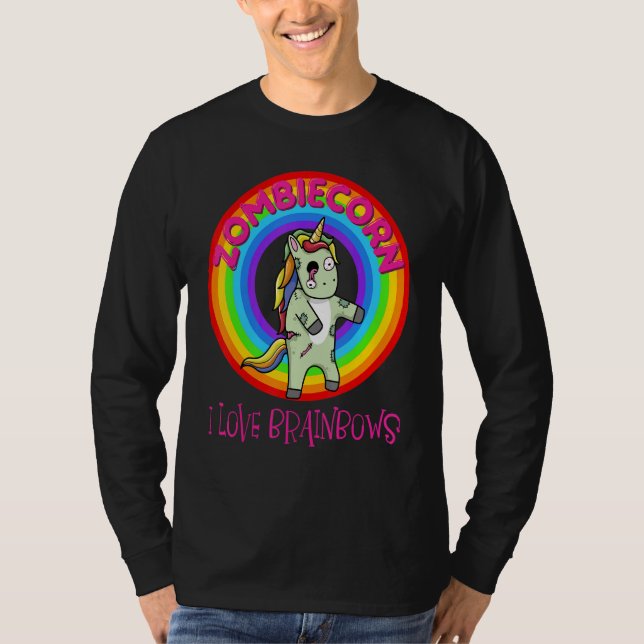 Zombie Unicorn Zombiecorn Halloween Rainbow T-Shirt (Vorderseite)