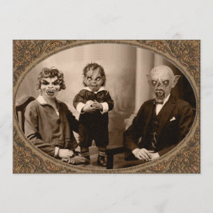Zombie-Vampir-Familien-Halloween-Party Einladung