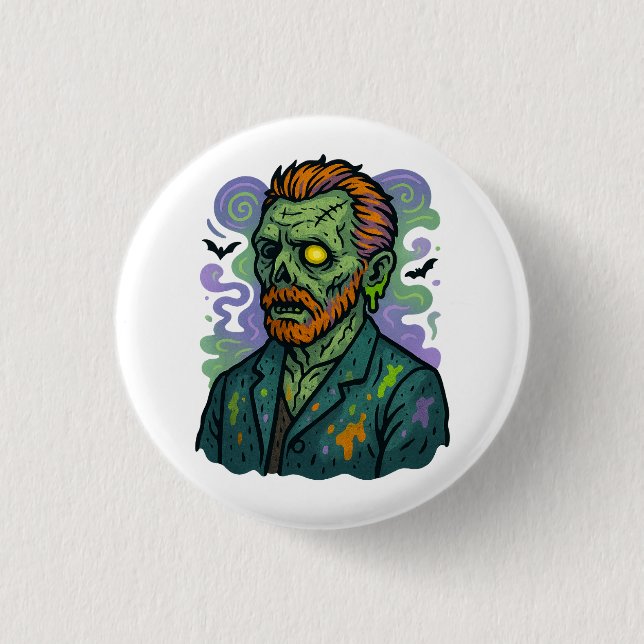 Zombie Van Gogh - Cartoon Comic Parody Button (Vorderseite)
