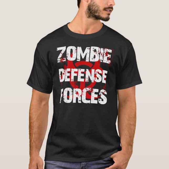 ZOMBIE-VERTEIDIGUNGS-KRÄFTE T-Shirt (Vorderseite)