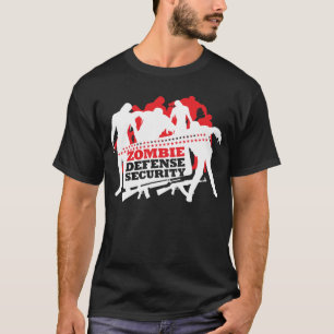 Zombie-Verteidigungs-Sicherheit - Weiß und Rot T-Shirt