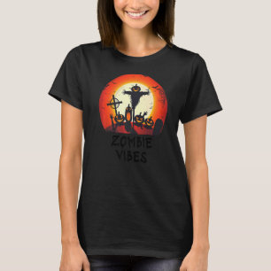 Zombie Vibes Moonlit Friedhof Beängstigende Kinder T-Shirt