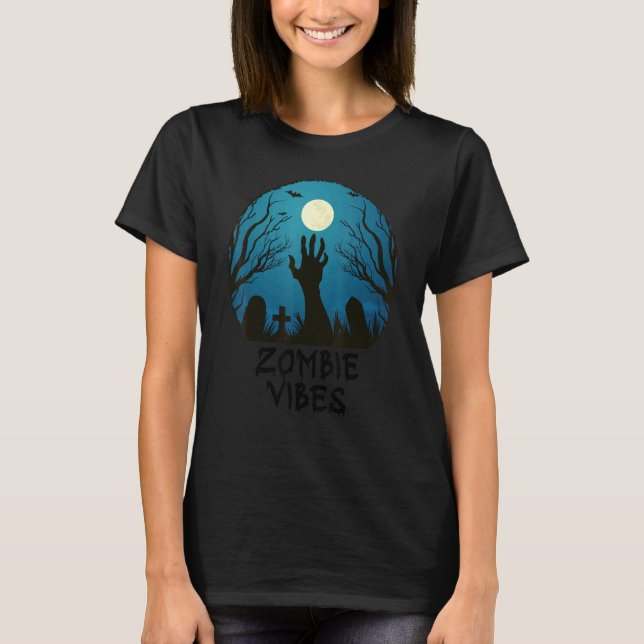 Zombie Vibes Moonlit Graveyard Beängstigend Kids B T-Shirt (Vorderseite)