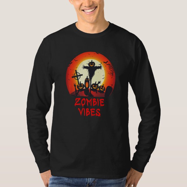 Zombie Vibes Moonlit Graveyard  Scary Kids Boys Ad T-Shirt (Vorderseite)