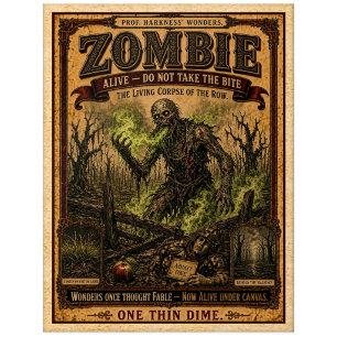 Zombie, Vintage Zirkusmonster Postkarte