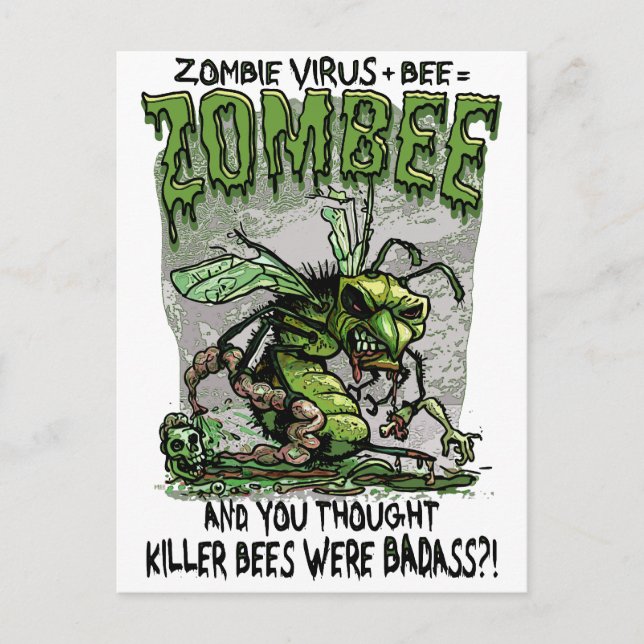 Zombie Virus add Bee equals Zombee Postkarte (Vorderseite)