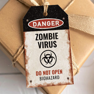 Zombie-Virus-Geschenkanhänger mit rostigem Gefahre Geschenkanhänger