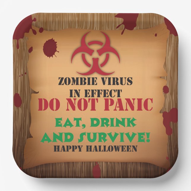 Zombie-Virus-Halloween-Party Pappteller (Vorderseite)