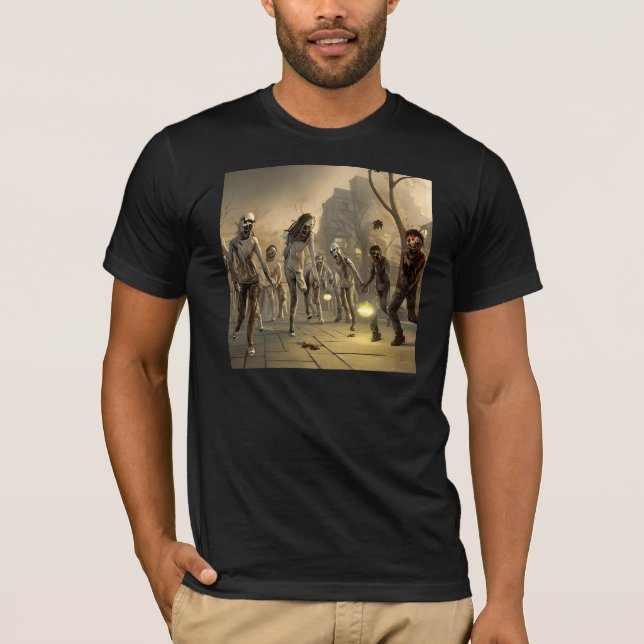Zombie Walking Dead Horde Halloween T-Shirt (Vorderseite)